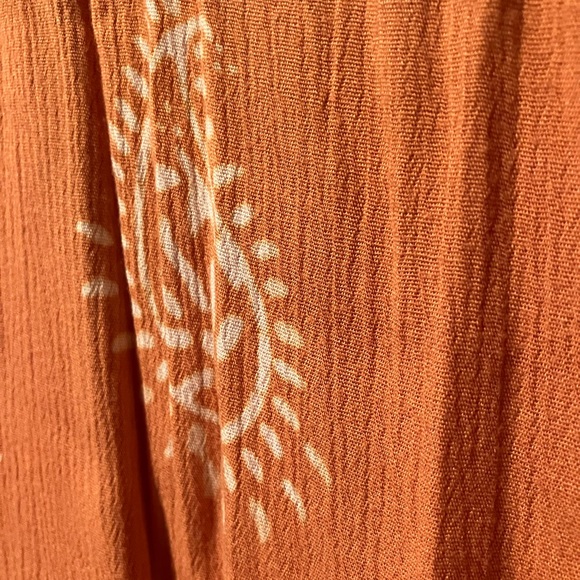 Nusantara Set Pants Shirt Orange Size Small Hippie Gauze button Up Swirl - Picture 7 of 9